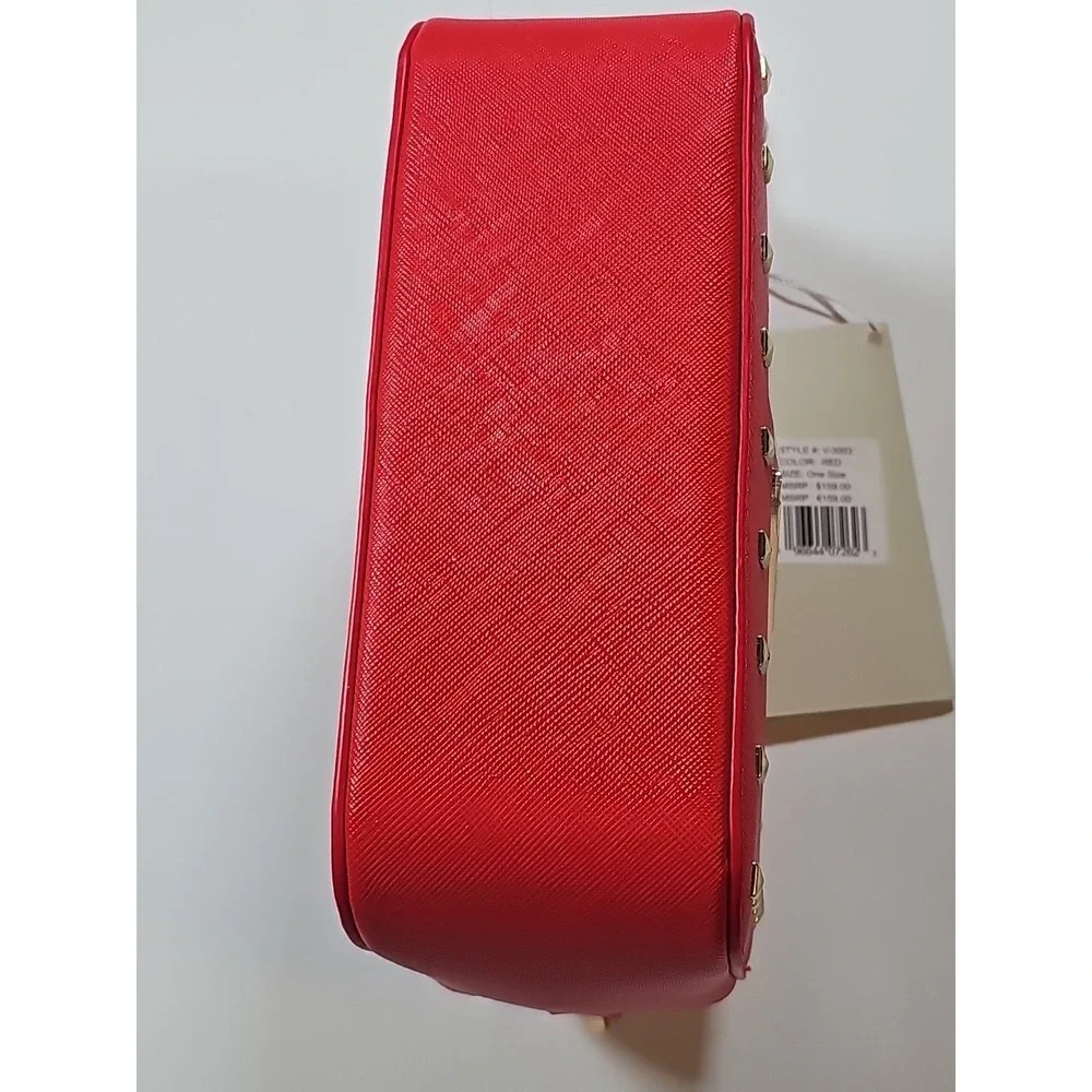 NWT VALENTINO ORLANDI ITALY RED Studded CROSSBODY BAG With Gold Accent Hardware‎